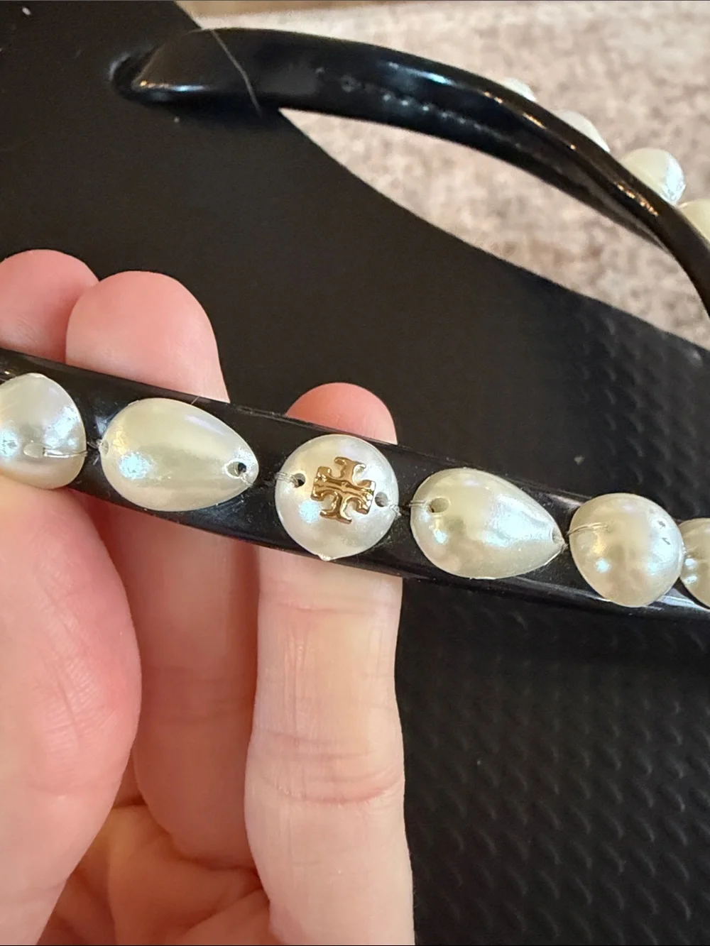 Tory Burch Faux Pearl Flip Flops